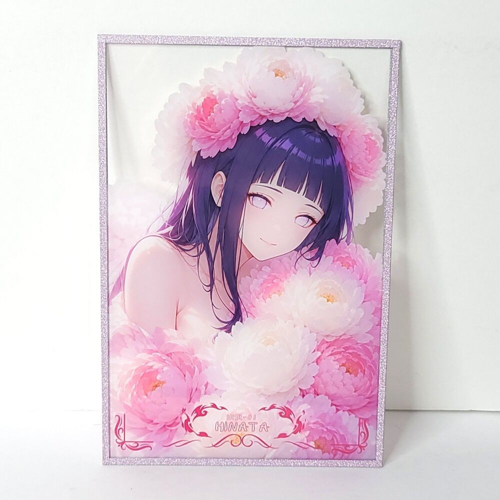 Hinada Pink Roses Clear Waifu Card Anime Girl Wall Art Oversized Board A5